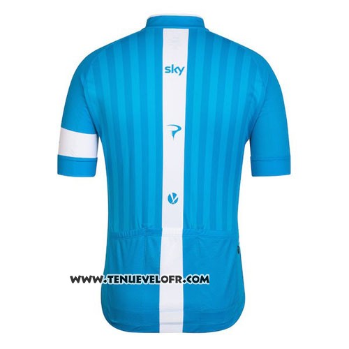 2016 Maillot Ciclismo Sky Azur et Blanc Manches Courtes et Cuissard